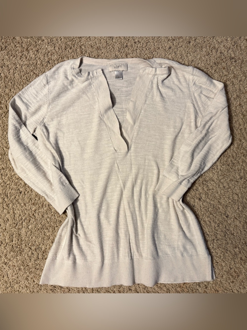 LOFT Light Gray V-Neck Short Sleeve Tunic